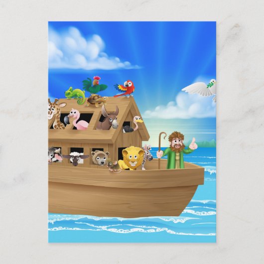 Cartoon Noahs Ark Briefkaart (Voorkant)