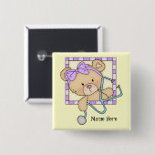 Cartoon Nurse Beer add name knop Vierkante Button 5,1 Cm (Voorkant /achterkant)