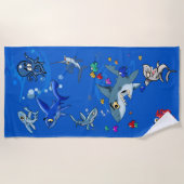 Cartoon Ocean Beach Handdoek (Voorkant)