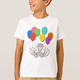 Cartoon Octopus Colorful Balloons Kinderen T-shirt
