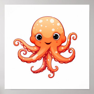 Cartoon octopus illustratie poster