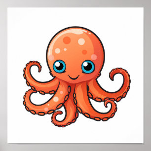 Cartoon octopus illustratie poster