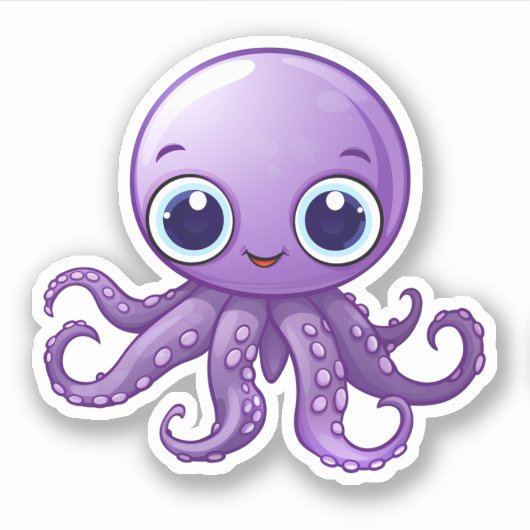 Cartoon octopus illustratie sticker (Voorkant)