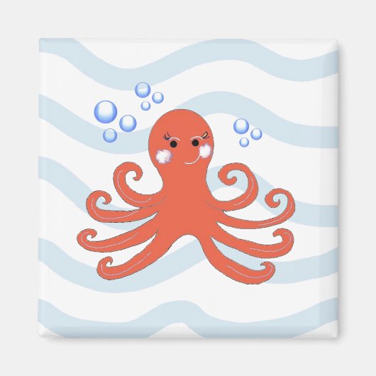 Cartoon Octopus Magneet (Voorkant)