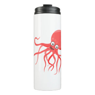 Cartoon octopus oranje rode zee thermosbeker