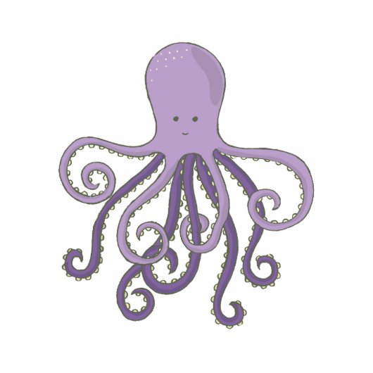 Cartoon Octopus Staand Fotobeeldje (Voorkant)