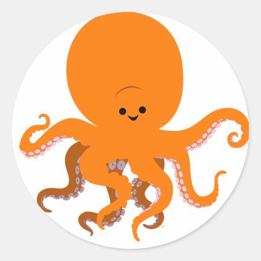 Cartoon Octopus Sticker (Voorkant)