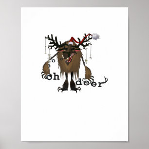 Cartoon Oh Hert Grappig Rendier Vakantie Gamer Cad Poster