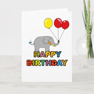 Cartoon olifant ballonnen gefeliciteerd kaart