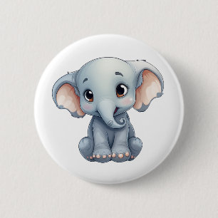 Cartoon olifant illustratie ronde button 5,7 cm