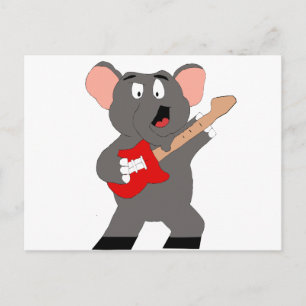 Cartoon olifant met gitaar briefkaart