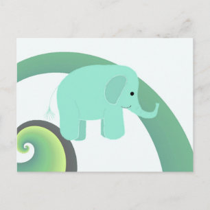 Cartoon Olifant met Regenboog Briefkaart