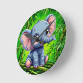 Cartoon olifant ronde klok (Hoek)