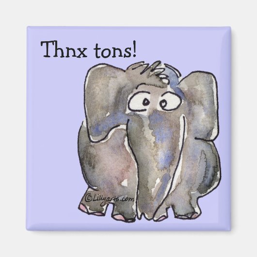 Cartoon Olifant Thnx Tons Magnet Magneet (Voorkant)