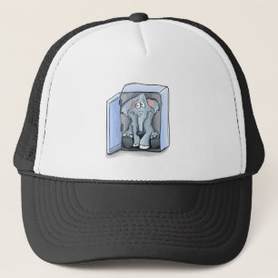 Cartoon olifant zit in een koelkast trucker pet