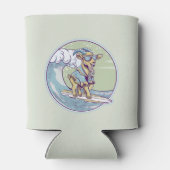 Cartoon op een surfplank blikjeskoeler (Achterkant)