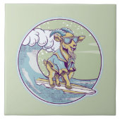 Cartoon op een surfplank tegeltje (Voorkant)