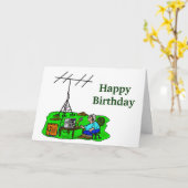 Cartoon Opérateur de jambon extérieur Carte d'anni (Fleur jaune)