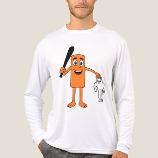 Cartoon Oranje Karakter met Knuppel en Rare Kat Tri-Blend Shirt