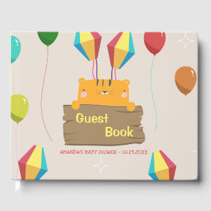 Cartoon Oranje Kat Baby shower Gastenboek