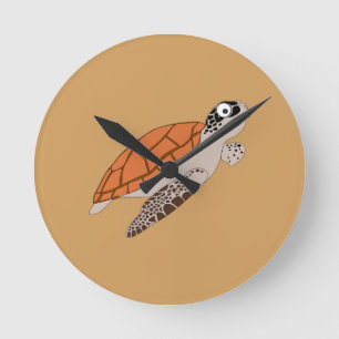 cartoon oranje zee schildpad ronde klok
