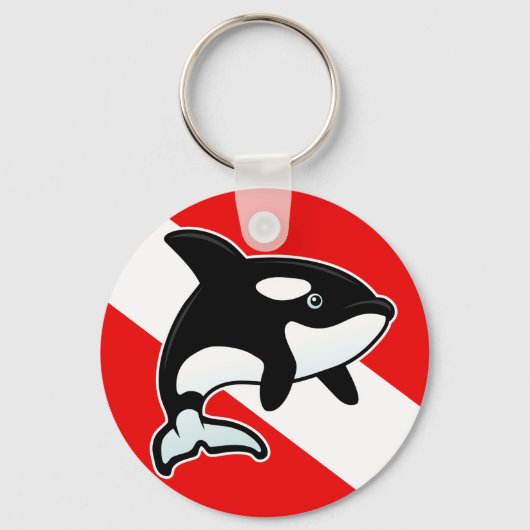 Cartoon Orca Dive Flag Sleutelhanger (Voorkant)