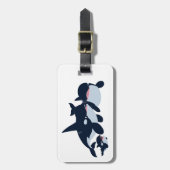 Cartoon Orca Family Bagagelabel (Voorkant verticaal)