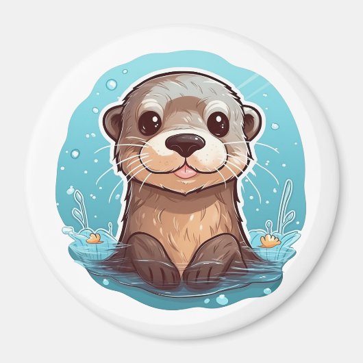 Cartoon otter illustratie magneet (Voorkant)