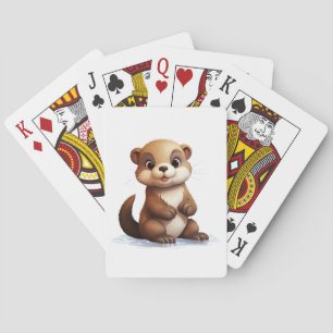 Cartoon otter illustratie pokerkaarten