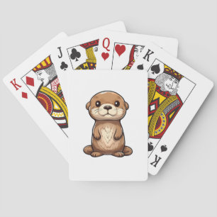 Cartoon otter illustratie pokerkaarten