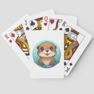 Cartoon otter illustratie pokerkaarten