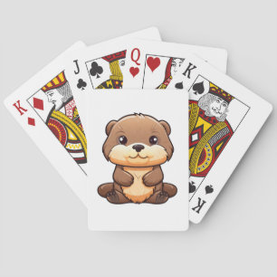 Cartoon otter illustratie pokerkaarten