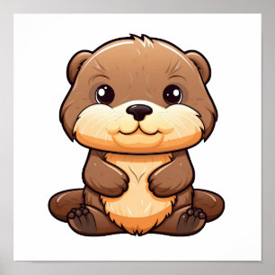 Cartoon otter illustratie poster