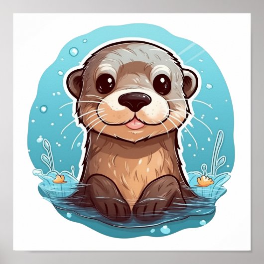 Cartoon otter illustratie poster (Voorkant)