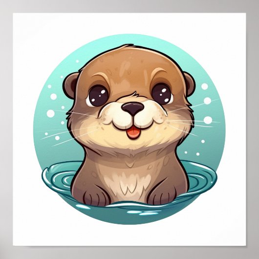 Cartoon otter illustratie poster (Voorkant)
