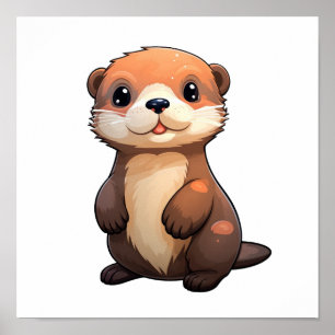 Cartoon otter illustratie poster