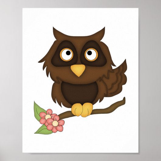 Cartoon Owl (bruin) Poster (Voorkant)