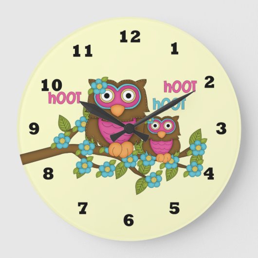 Cartoon Owl Clock Grote Klok (Voorkant)