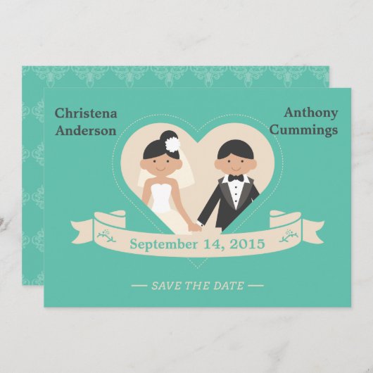 Cartoon paar sparen de Datum aankondiging (CA) (Voorkant / Achterkant)