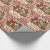 Cartoon Paard met vrolijk kerstteken Cadeaupapier (Hoek)