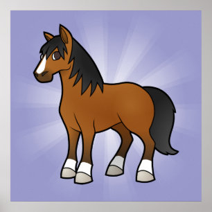 Cartoon Paard Poster