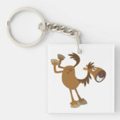 Cartoon Paard voor schoppenbestrijding AcrylSleute Sleutelhanger (Voorkant)