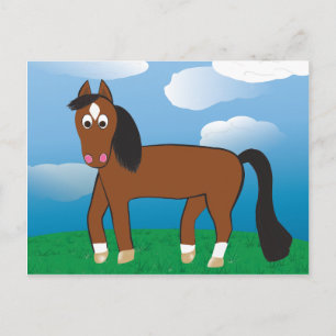 Cartoon Paardenbaai met witte sokken Briefkaart