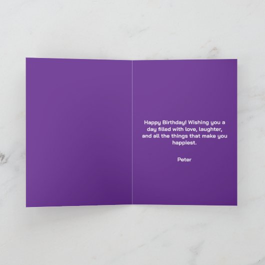 Cartoon Paarse DJ Hippo Verjaardag Kaart (Binnen)