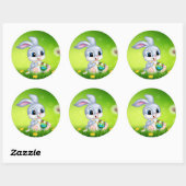 Cartoon paaskonijn ronde sticker (Vel)