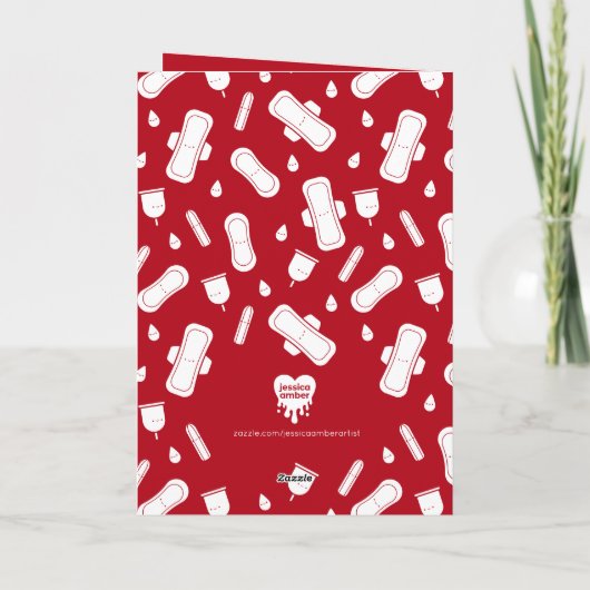 Cartoon Pads Red Script Daughter Eerste Periode Kaart (Achterkant)