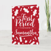 Cartoon Pads Red Script Daughter Eerste Periode Kaart (Voorkant)
