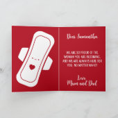 Cartoon Pads Red Script Daughter Eerste Periode Kaart (Binnen)
