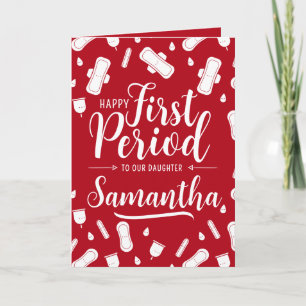 Cartoon Pads Red Script Daughter Eerste Periode Kaart