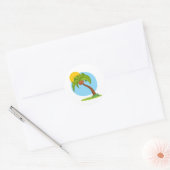 Cartoon palmboom ronde sticker (Envelop)